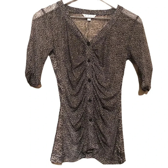 CABI EUC SHEER BUTTON TOP SHIRT SUMMER CASUAL DRESSY SHIRTS TOPS BLOUSE SIZE XS - Picture 1 of 8